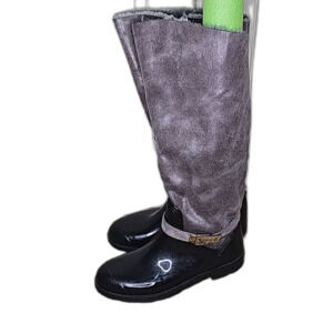 Boots by BambooGray Suede look upper Black Shiny lower Size 10